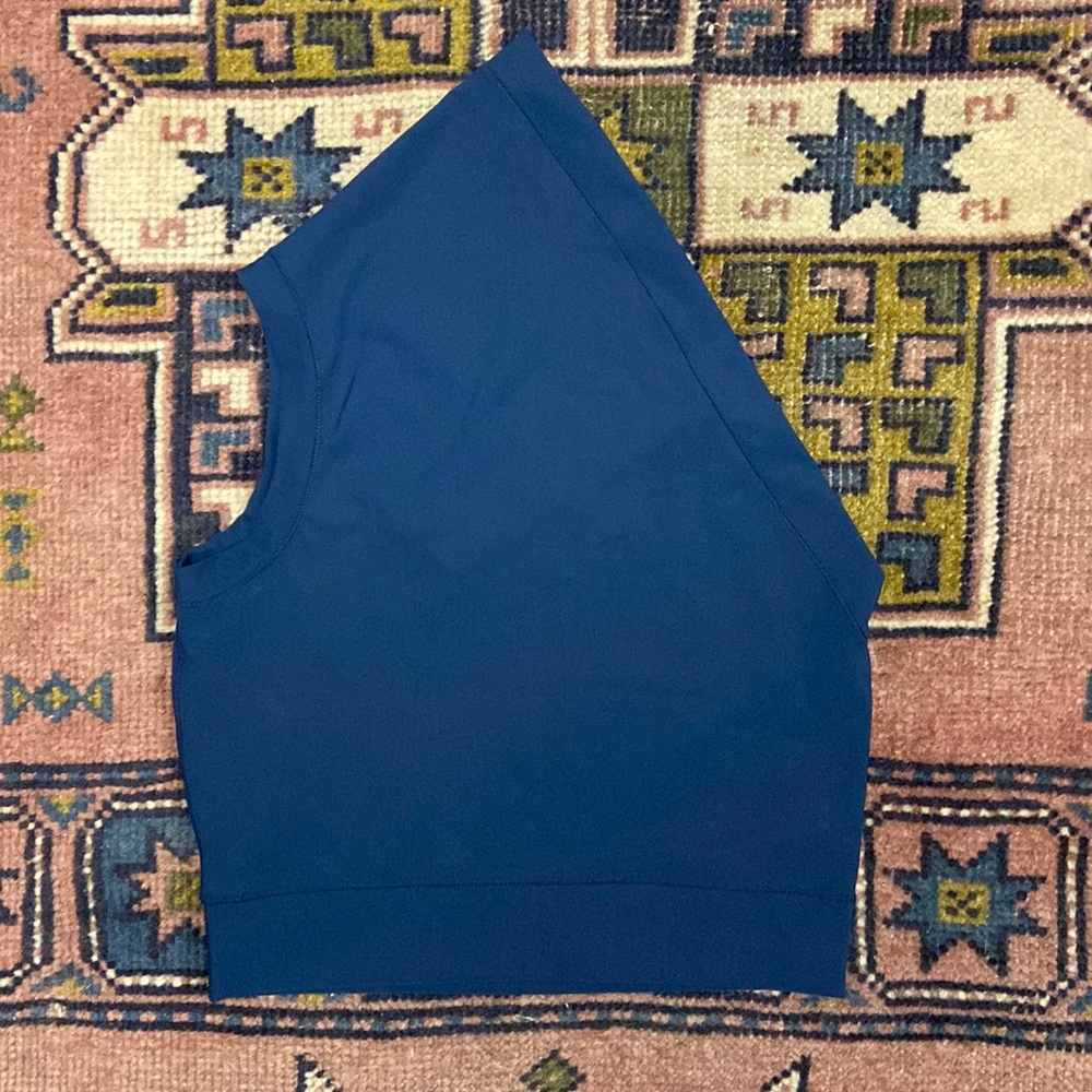 Hoibo Asymmetrical Tank Top in Matte Indigo.